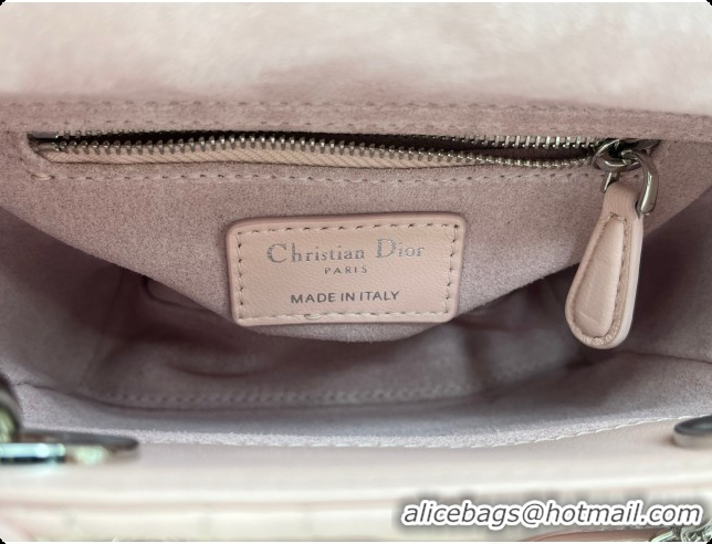 Unique Grade Dior Mini Lady Dior Bag in Cannage Lambskin with Doves & Roses Motif Embroidery D090313 Pink 2026