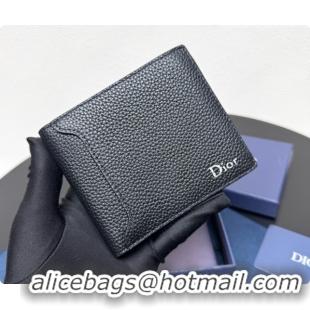 Classic Practical Dior Archie Bifold Wallet in Black Grained Calfskin D090317 2026
