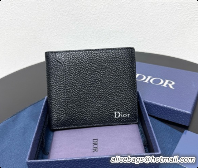Classic Practical Dior Archie Bifold Wallet in Black Grained Calfskin D090317 2026
