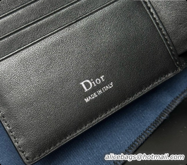 Classic Practical Dior Archie Bifold Wallet in Black Grained Calfskin D090317 2026