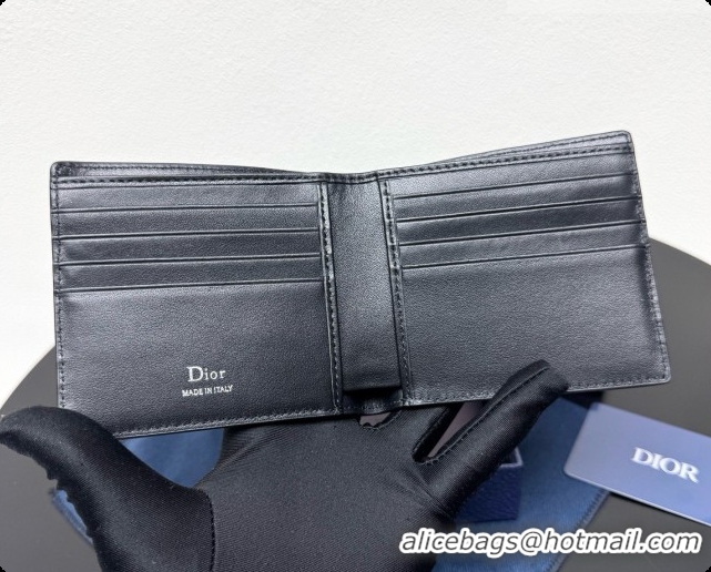 Classic Practical Dior Archie Bifold Wallet in Black Grained Calfskin D090317 2026