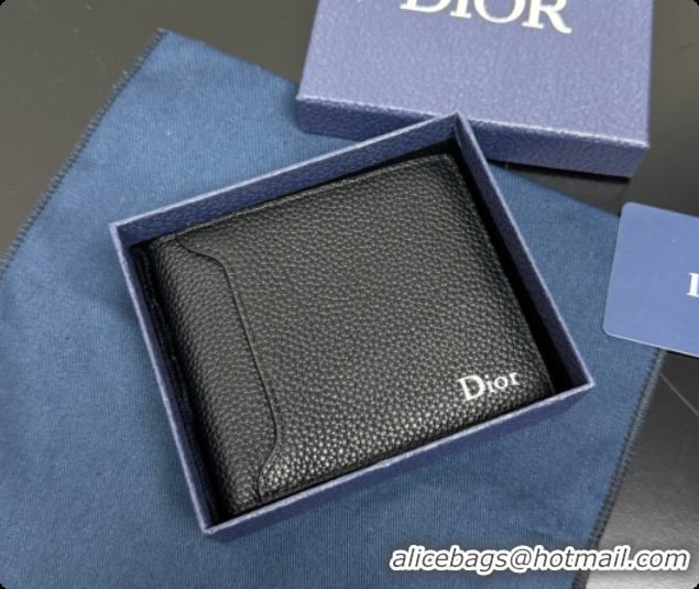 Classic Practical Dior Archie Bifold Wallet in Black Grained Calfskin D090317 2026