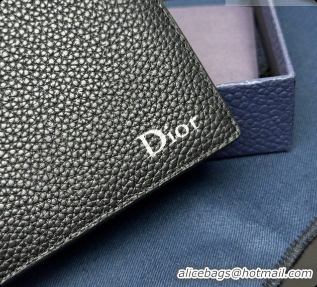 Classic Practical Dior Archie Bifold Wallet in Black Grained Calfskin D090317 2026