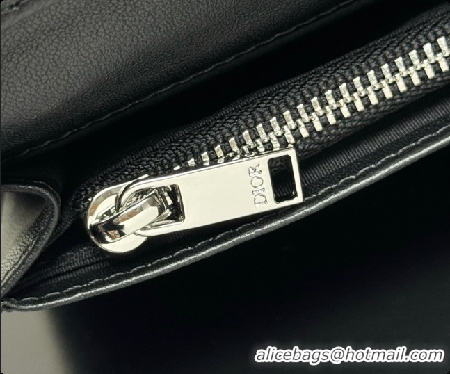 Perfect Dior Long Bifold Wallet in Black Grained Calfskin D090319 2026