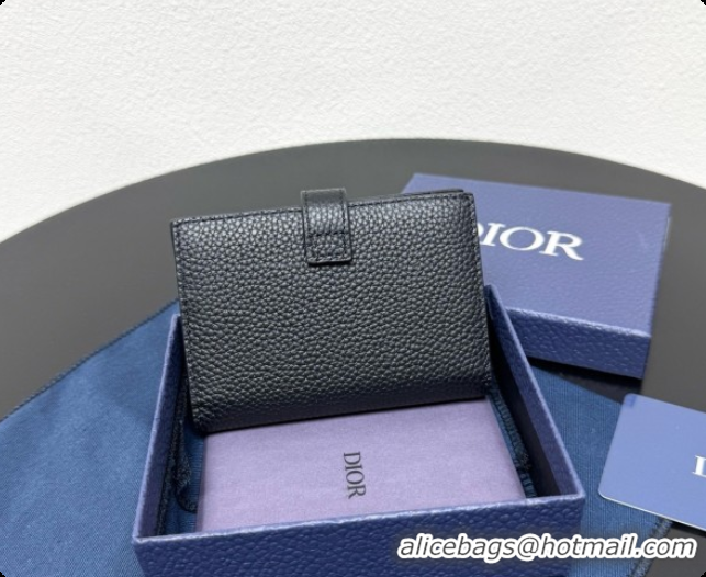 Sumptuous Dior CD Bifold Card Holder in Black Grained Calfskin D090320 2026