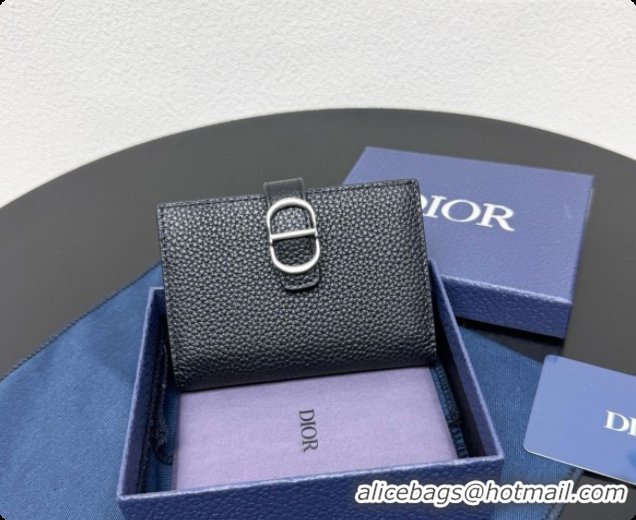 Sumptuous Dior CD Bifold Card Holder in Black Grained Calfskin D090320 2026