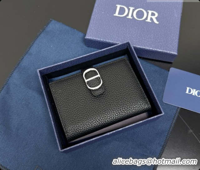Sumptuous Dior CD Bifold Card Holder in Black Grained Calfskin D090320 2026