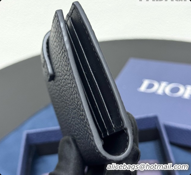 Sumptuous Dior CD Bifold Card Holder in Black Grained Calfskin D090320 2026