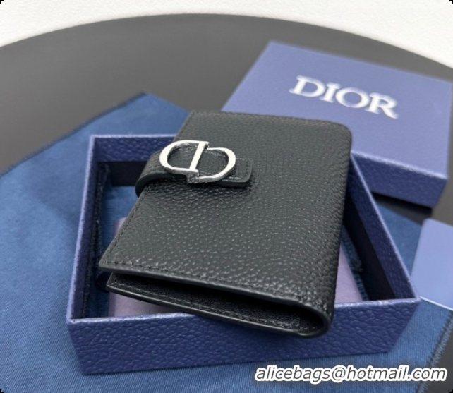 Sumptuous Dior CD Bifold Card Holder in Black Grained Calfskin D090320 2026