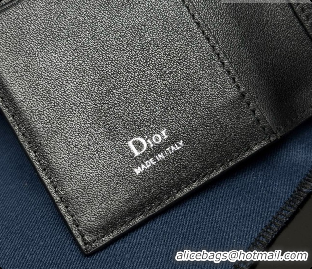 Sumptuous Dior CD Bifold Card Holder in Black Grained Calfskin D090320 2026