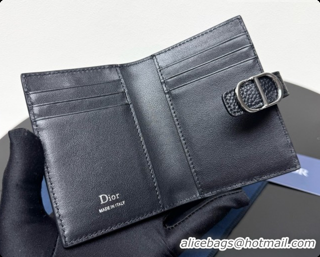 Sumptuous Dior CD Bifold Card Holder in Black Grained Calfskin D090320 2026