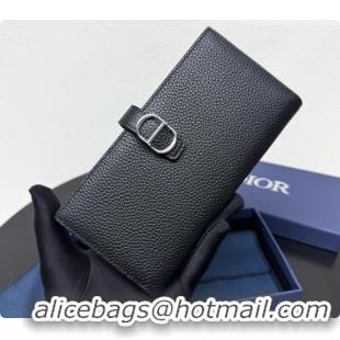 Duplicate Dior Long CD Bifold Wallet in Black Grained Calfskin D090321 2026