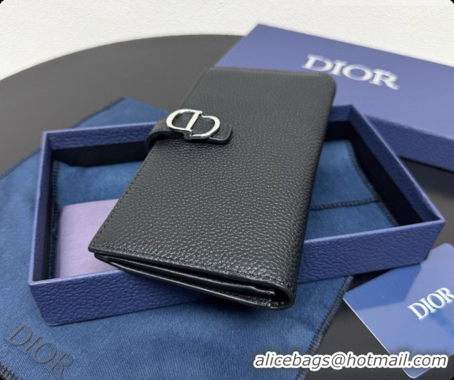 Duplicate Dior Long CD Bifold Wallet in Black Grained Calfskin D090321 2026