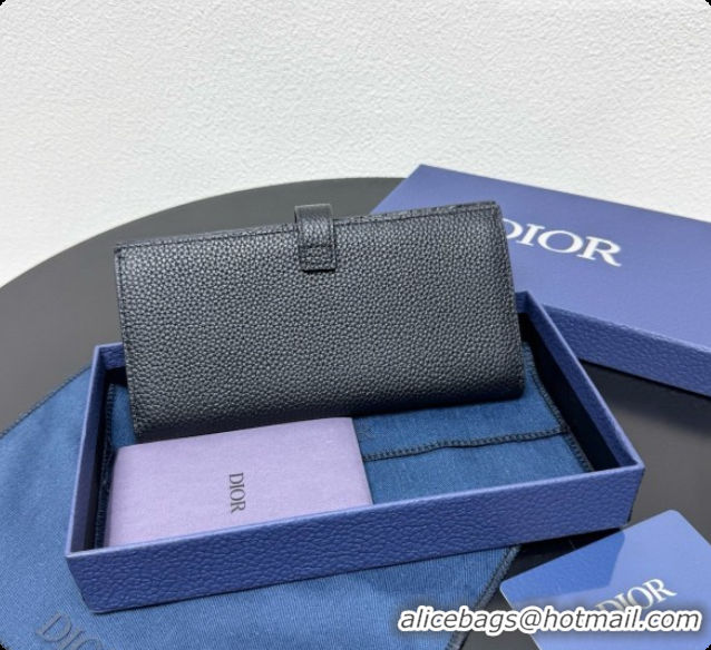 Duplicate Dior Long CD Bifold Wallet in Black Grained Calfskin D090321 2026