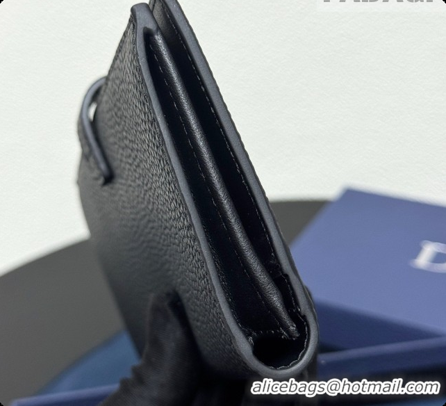 Duplicate Dior Long CD Bifold Wallet in Black Grained Calfskin D090321 2026