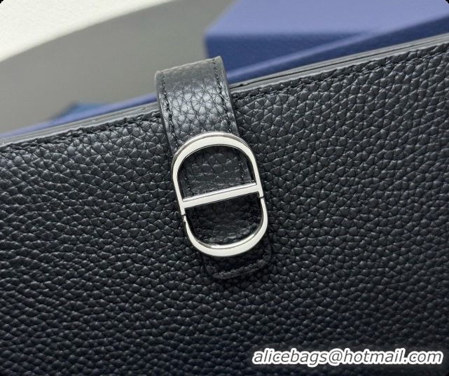 Duplicate Dior Long CD Bifold Wallet in Black Grained Calfskin D090321 2026