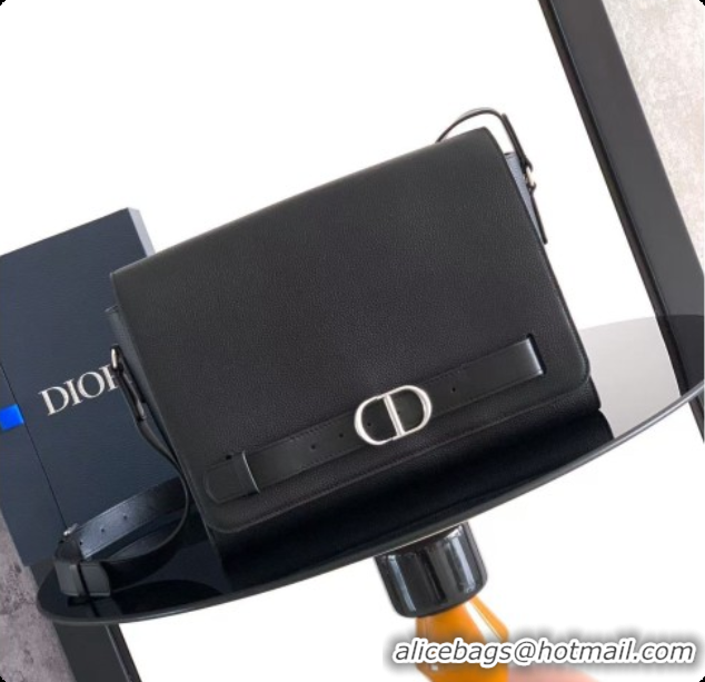 Hot Style Dior Normandie A5 Triangle Pouch in Black Grained Calfskin D090322 2026