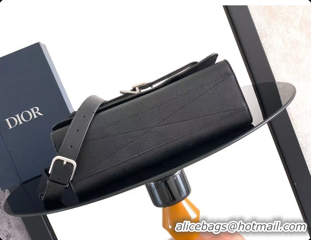 Hot Style Dior Normandie A5 Triangle Pouch in Black Grained Calfskin D090322 2026