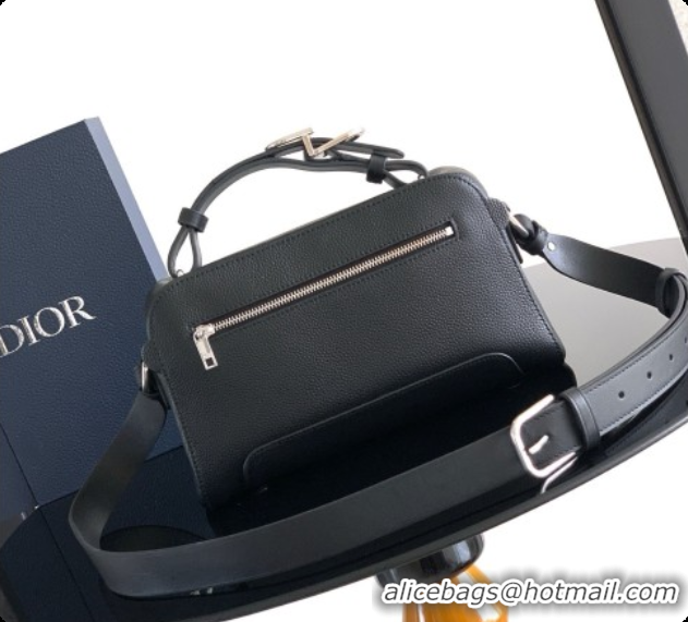 Stylish Dior Archie Zipped Bag with Strap Black Grained Calfskin D090325 Black 2026