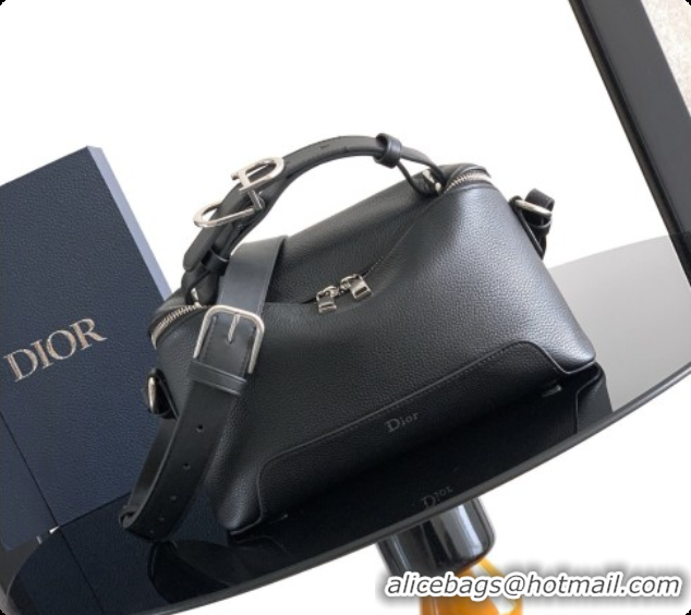Stylish Dior Archie Zipped Bag with Strap Black Grained Calfskin D090325 Black 2026