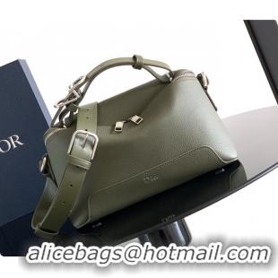 Luxurious Dior Archie Zipped Bag with Strap Black Grained Calfskin D090325 Green 2026