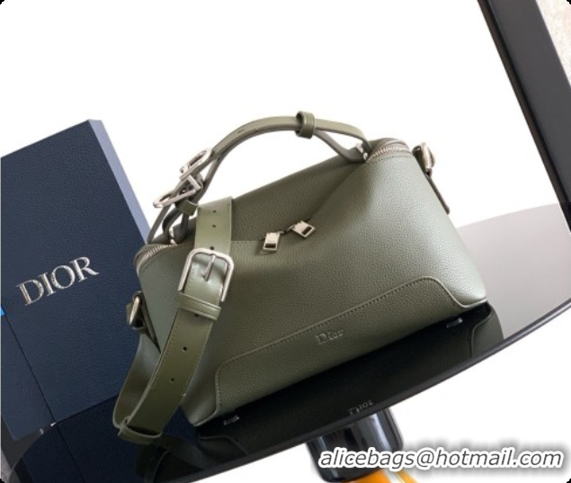 Luxurious Dior Archie Zipped Bag with Strap Black Grained Calfskin D090325 Green 2026