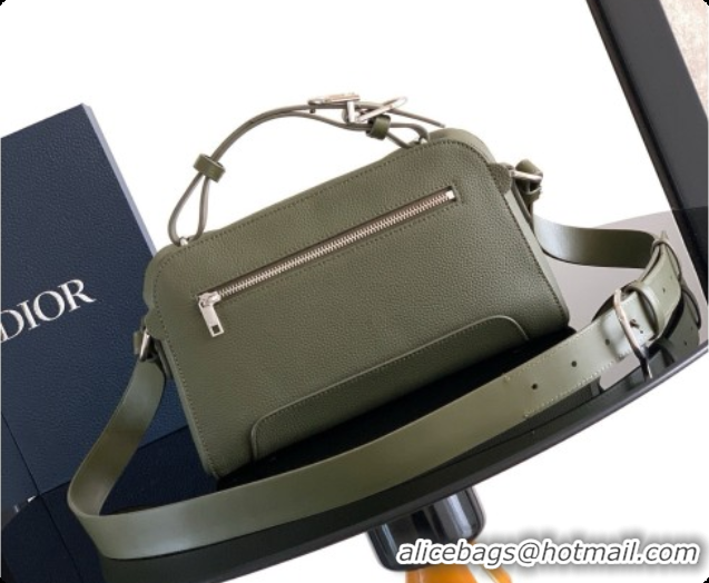 Luxurious Dior Archie Zipped Bag with Strap Black Grained Calfskin D090325 Green 2026