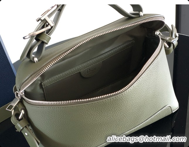 Luxurious Dior Archie Zipped Bag with Strap Black Grained Calfskin D090325 Green 2026
