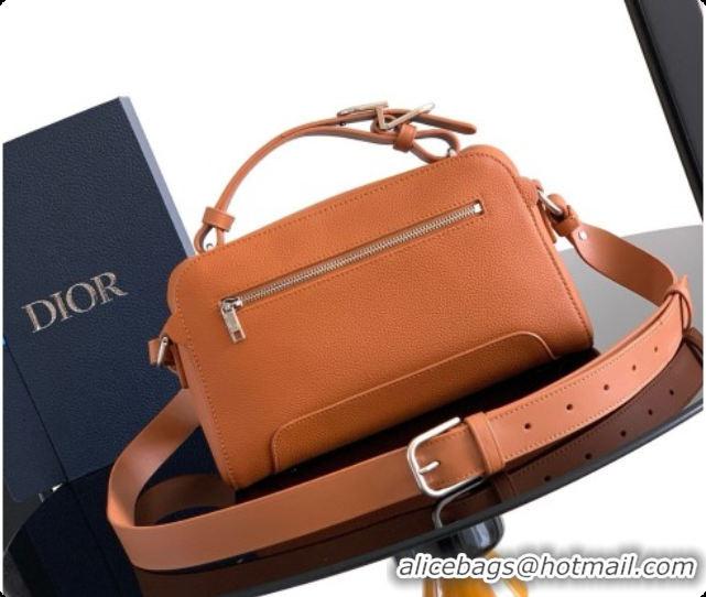 Top Grade Dior Archie Zipped Bag with Strap Black Grained Calfskin D090325 Brown 2026