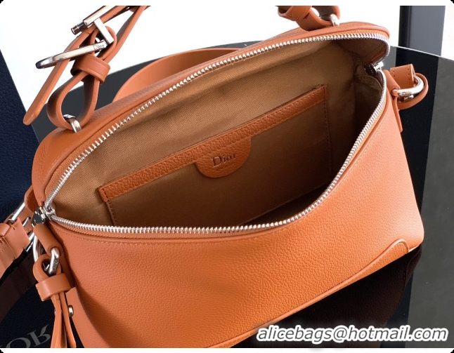 Top Grade Dior Archie Zipped Bag with Strap Black Grained Calfskin D090325 Brown 2026