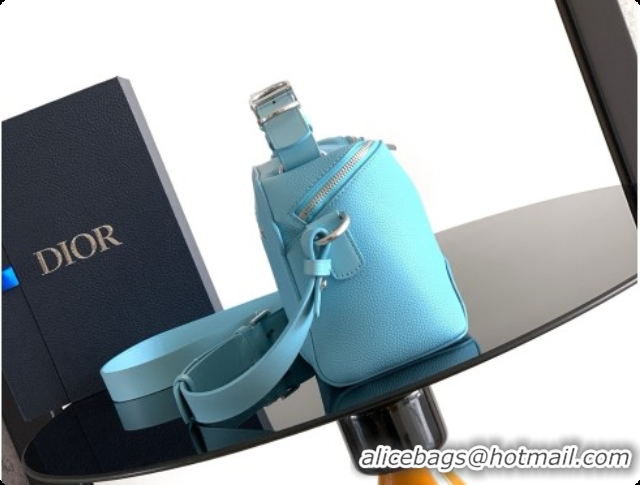 Top Design Dior Archie Zipped Bag with Strap Black Grained Calfskin D090325 Blue 2026
