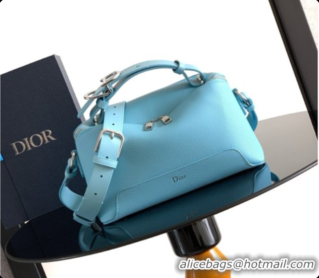 Top Design Dior Archie Zipped Bag with Strap Black Grained Calfskin D090325 Blue 2026