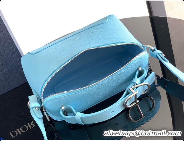 Top Design Dior Archie Zipped Bag with Strap Black Grained Calfskin D090325 Blue 2026