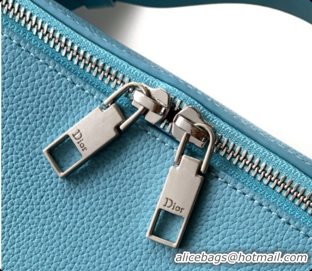 Top Design Dior Archie Zipped Bag with Strap Black Grained Calfskin D090325 Blue 2026