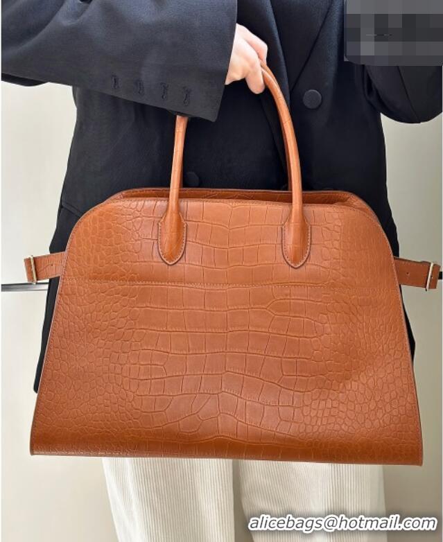 Spot Bulk The Row Margaux 15 Tote Bag in Samanta Crocodile Embossed Leather 8818L Gold-Tone 2026