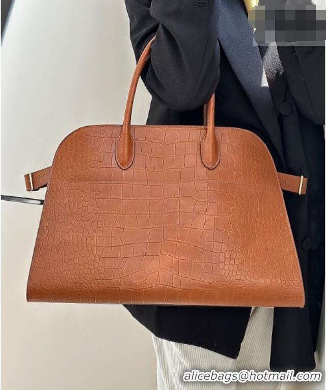 Spot Bulk The Row Margaux 15 Tote Bag in Samanta Crocodile Embossed Leather 8818L Gold-Tone 2026