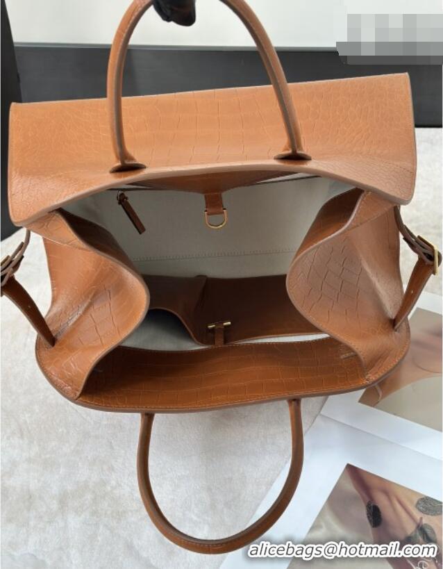 Spot Bulk The Row Margaux 15 Tote Bag in Samanta Crocodile Embossed Leather 8818L Gold-Tone 2026