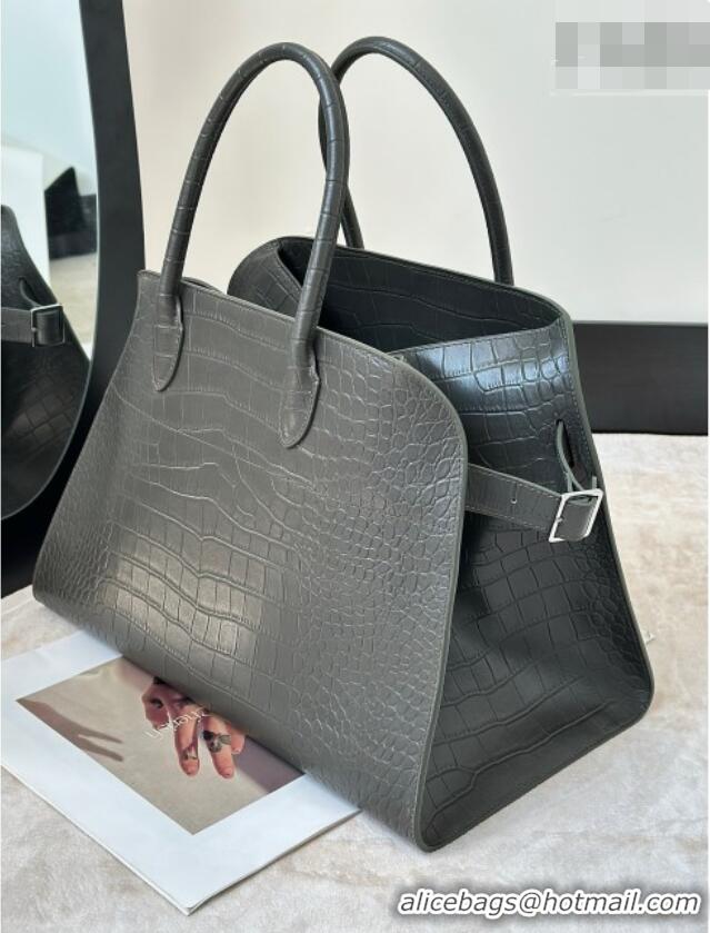 Market Sells The Row Margaux 15 Tote Bag in Samanta Crocodile Embossed Leather 8818L Grey 2026