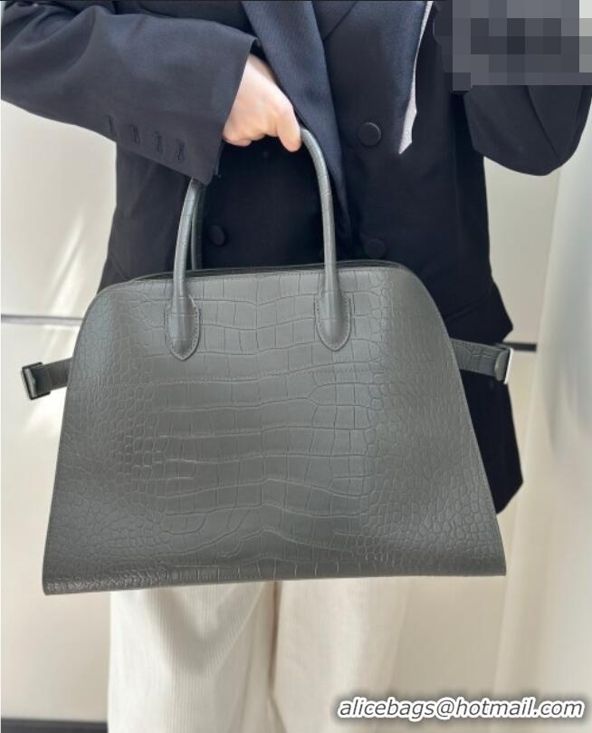 Market Sells The Row Margaux 15 Tote Bag in Samanta Crocodile Embossed Leather 8818L Grey 2026