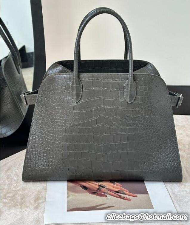 Market Sells The Row Margaux 15 Tote Bag in Samanta Crocodile Embossed Leather 8818L Grey 2026