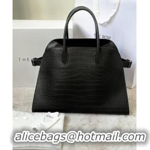 Spot Discount The Row Margaux 15 Tote Bag in Samanta Crocodile Embossed Leather 8818L Black 2026
