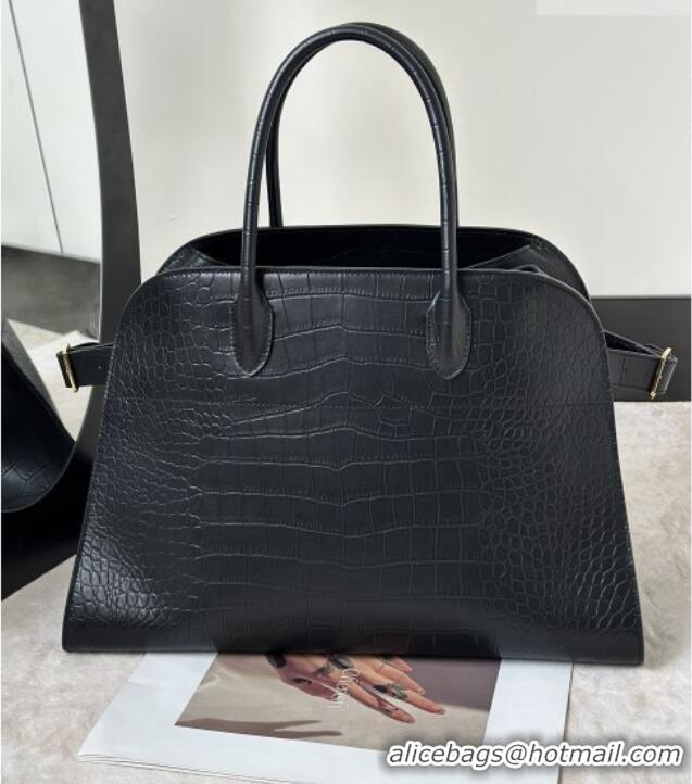 Spot Discount The Row Margaux 15 Tote Bag in Samanta Crocodile Embossed Leather 8818L Black 2026