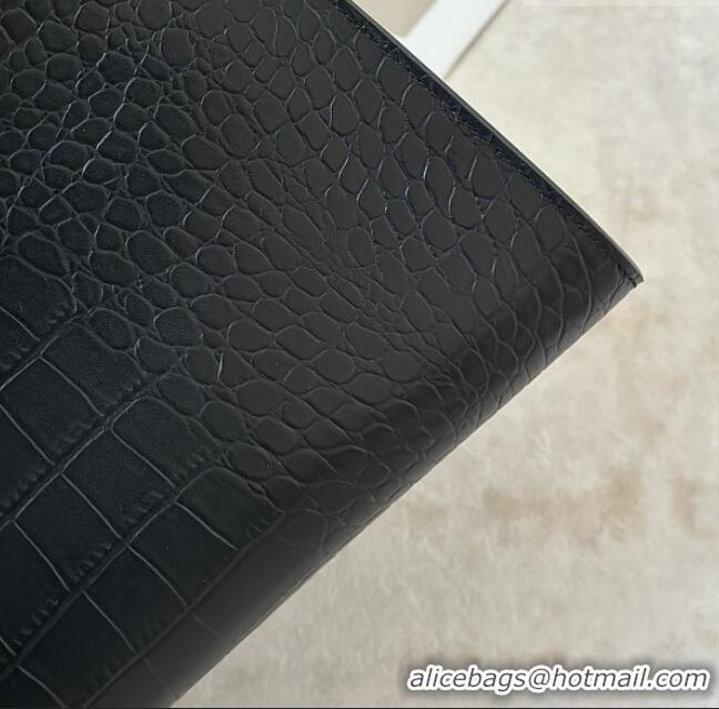 Spot Discount The Row Margaux 15 Tote Bag in Samanta Crocodile Embossed Leather 8818L Black 2026