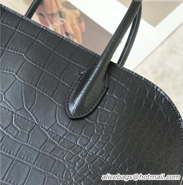 Spot Discount The Row Margaux 15 Tote Bag in Samanta Crocodile Embossed Leather 8818L Black 2026