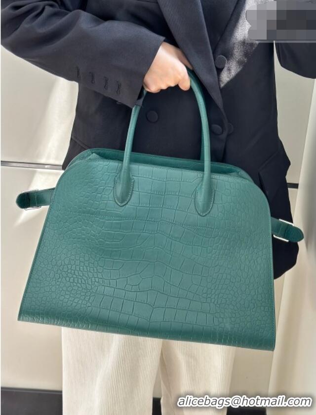 Grade Quality The Row Margaux 15 Tote Bag in Samanta Crocodile Embossed Leather 8818L Green 2026