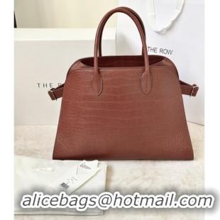 Most Popular The Row Margaux 15 Tote Bag in Samanta Crocodile Embossed Leather 8818L Burgundy 2026