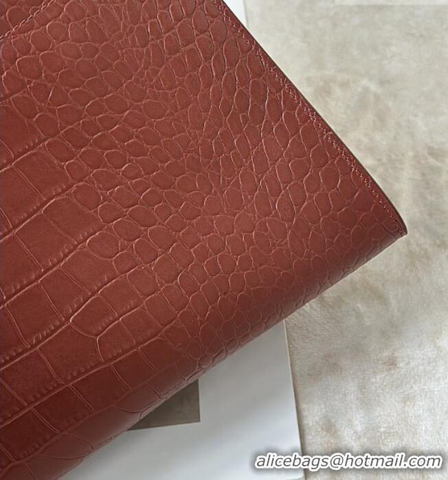 Most Popular The Row Margaux 15 Tote Bag in Samanta Crocodile Embossed Leather 8818L Burgundy 2026