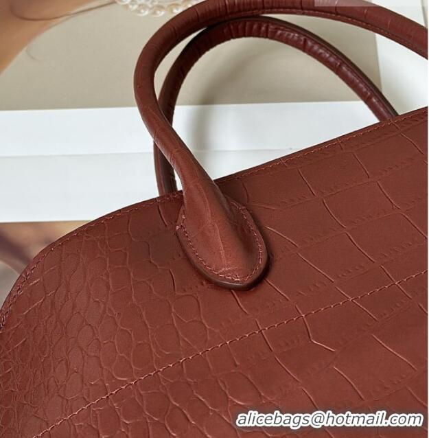 Most Popular The Row Margaux 15 Tote Bag in Samanta Crocodile Embossed Leather 8818L Burgundy 2026