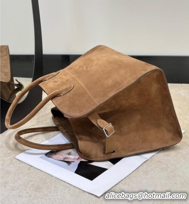 Luxury Cheap The Row Margaux 15 Tote Bag in Suede 8818L Light Brown 2026