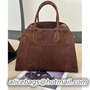 Best Discount The Row Margaux 15 Tote Bag in Suede 8818L Dark Brown 2026